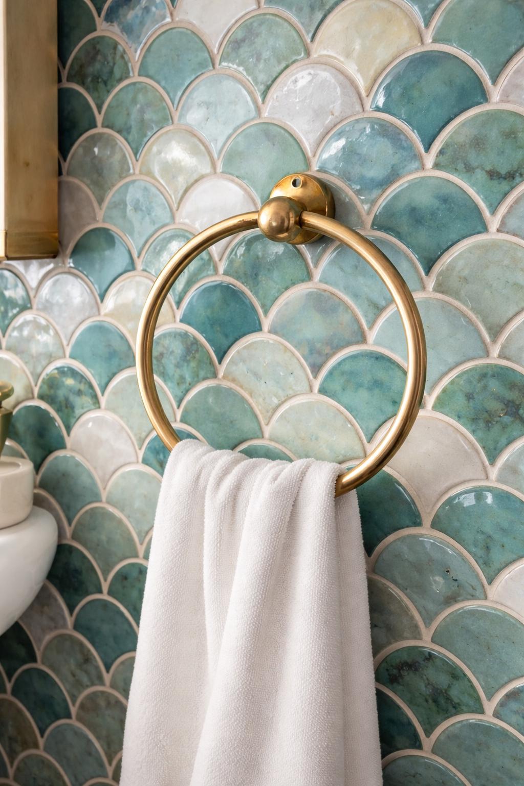Porte-serviette en laiton massif | Anneau mural classique pour salle de bain | Porte-serviette vintage | Décoration luxueuse en laiton