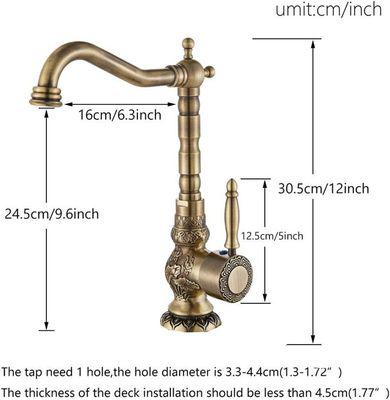 Robinet de Lavabo Antique en Laiton Massif – Design Vintage Élégant-gravé en cuivre -robinet d'évier de cuisine