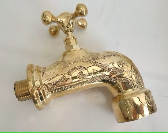 Robinet eau froide en laiton gravé Hammam et Spa ,Robinet de cuisine en cuivre à col de cygne