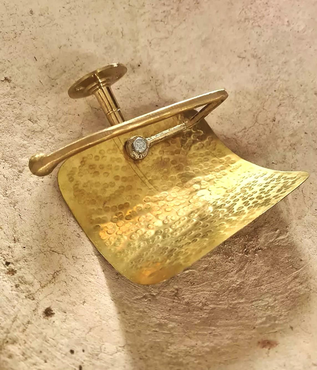 Hand Forged Hammered Brass Toilet Paper Holder, Brass Toilet Paper Roll Holder | Bathroom Wall Accessories