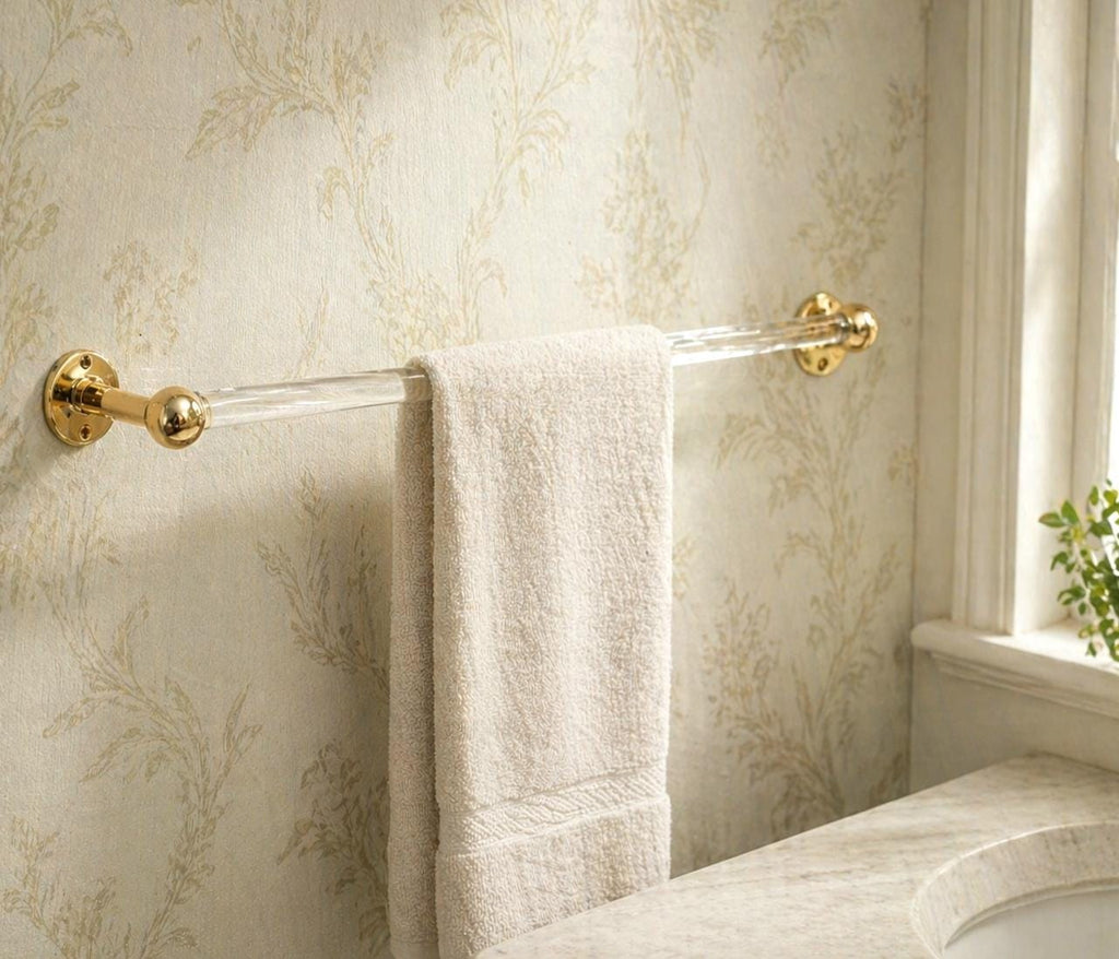 Porte-serviettes en acrylique lucite-Porte Serviette Mural Lucite et  Laiton – Accessoire Salle de Bain luxe
