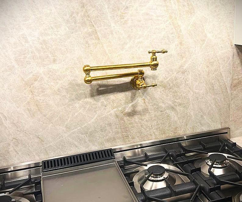Robinet mural pour casserole en laiton massif non laqué,Robinet de cuisine à bras pivotant rabattable,remplissage pour cuisinière de cassero