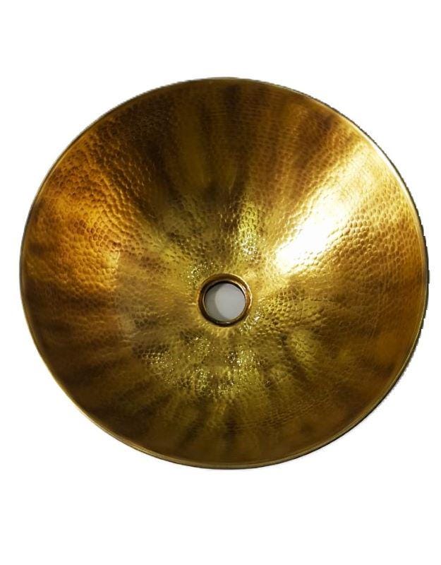 vasque marocaine en laiton massif martelé non laqué ,Lavabo fabriqué à la main en laiton non laqué, évier en laiton à poser