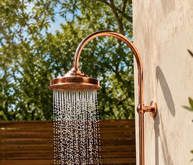 Handcrafted Copper Outdoor Shower Head – rain effect hand shower -Garden & patio shower