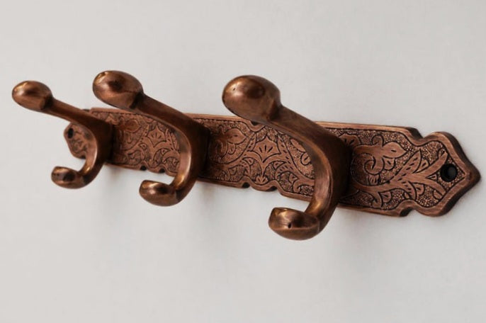 Porte manteau en cuivre ,patère murale antique à 3 crochets