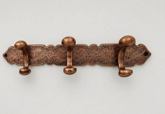 Porte manteau en cuivre ,patère murale antique à 3 crochets